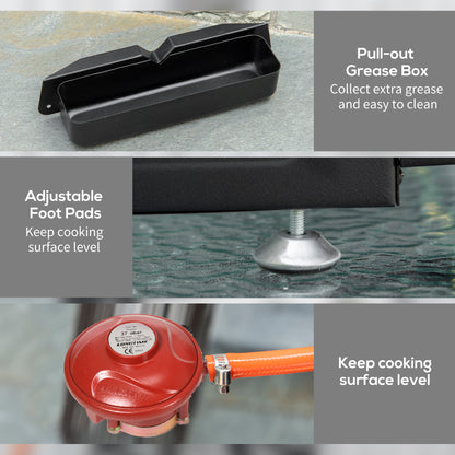 3 Burner Gas Plancha BBQ Grill with Lid, Black