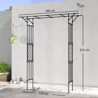 Garden Arch, Rose Arch, 180 x 40 x 215 cm, Black