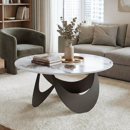 Coffee Table Sintered Stone Top White and Black