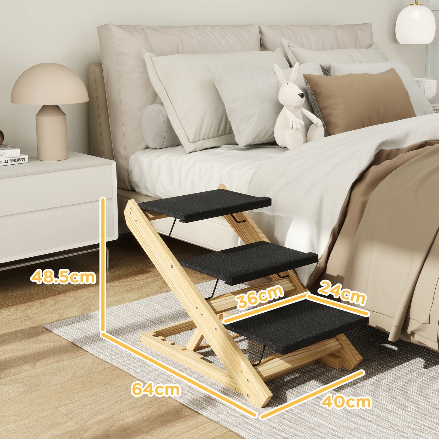 Dog Steps Dog Ramp, 3-Step Adjustable Height Pet Stairs for Medium Dogs