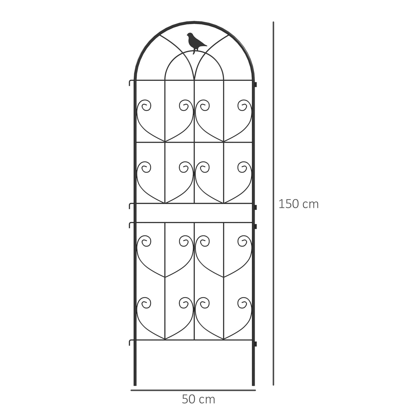 Set of 2 Metal Garden Trellis, Outdoor Trellis Panels, 150 x 50cm