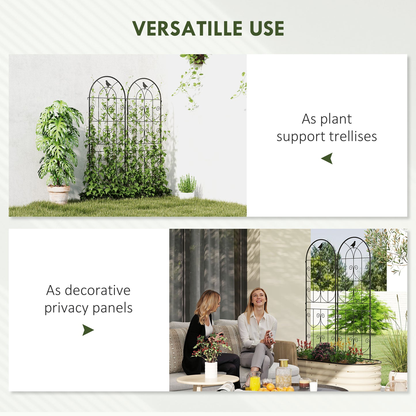 Set of 2 Metal Garden Trellis, Outdoor Trellis Panels, 150 x 50cm