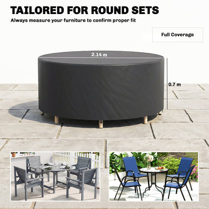 Round Garden Furniture Cover Waterproof Dia.214 x 70 cm, Black