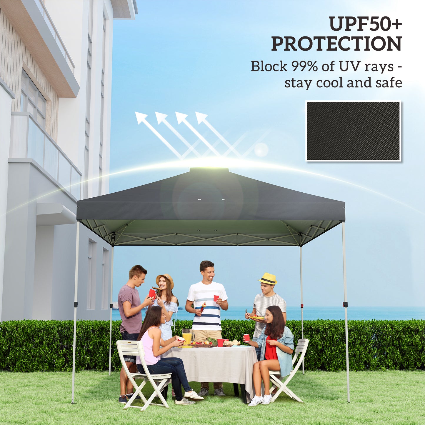 gazebo roof replacement UV50+ Waterproof 3x3(m) Black