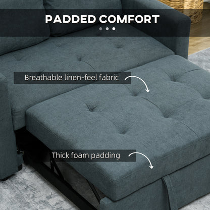 2 Seater Sofa Bed Convertible Bed Settee with Cushions, Pockets, Grey