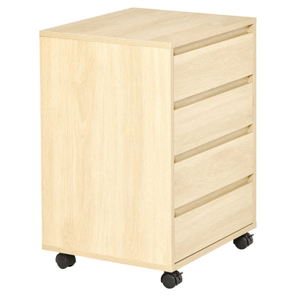 Mobile Vertical Filing Cabinet with 4 Drawers for Home, Natural