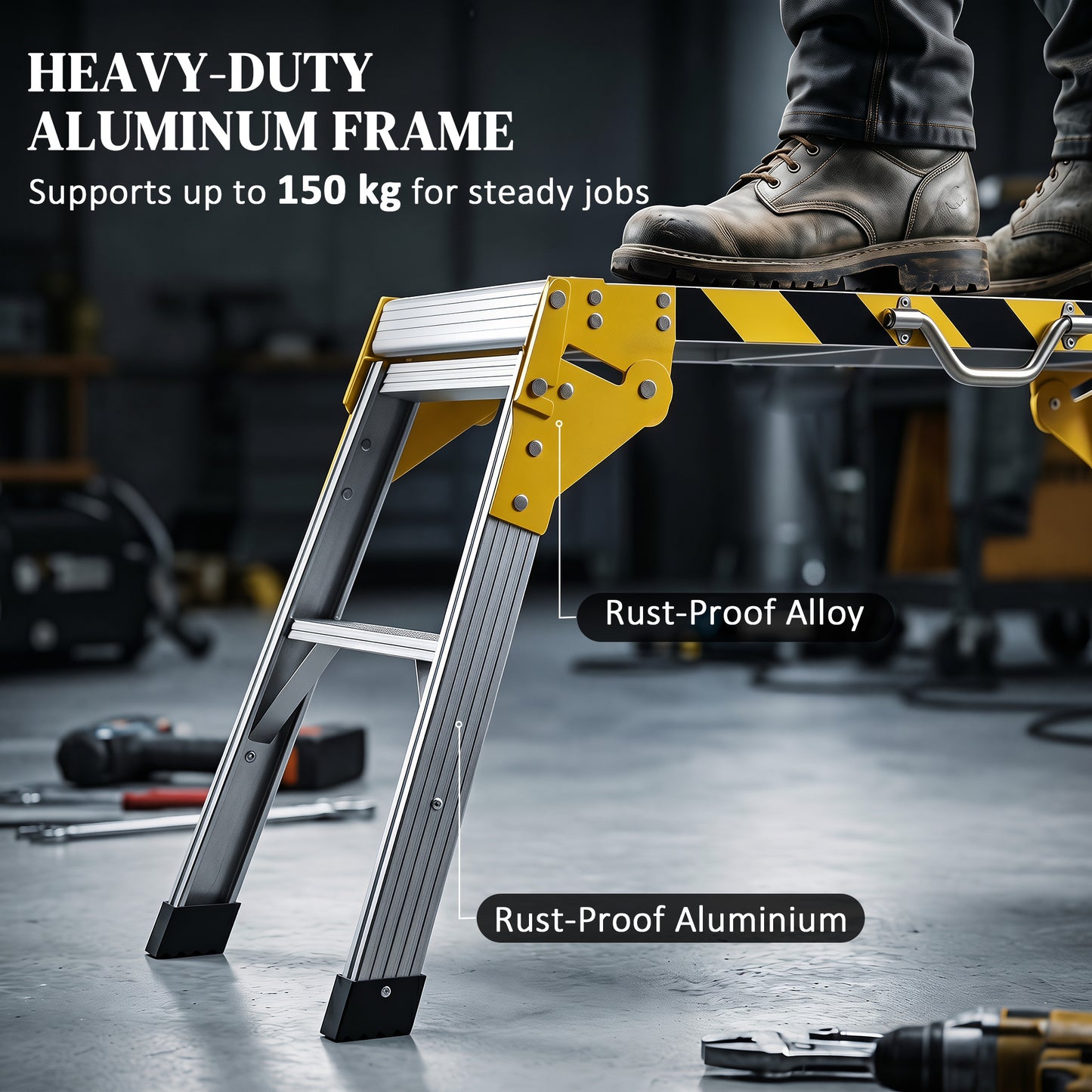 Work Bench, Foldable Garage Table, Aluminium Alloy, 150 kg