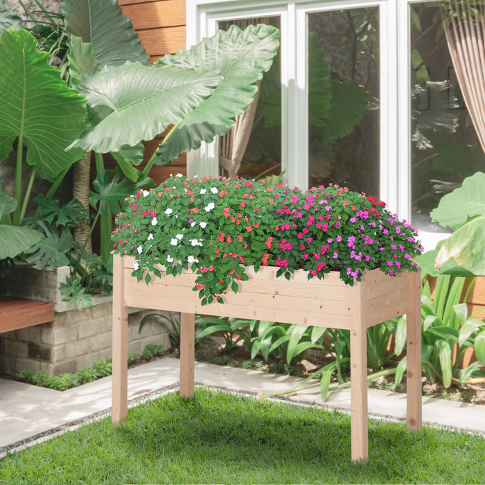 Garden Wooden Planters√Ø¬º¬å Non-Woven Fabric, Rectangular Raised Bed,Fir Wood√Ø¬º¬åIndoor/Outdoor, 122.5Lx56.5Wx76H cm