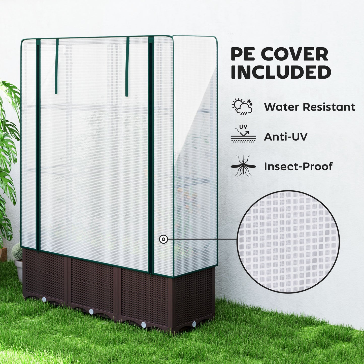 Plastic Vegetable Planter with Trellis, 120 x 40 x 140 cm