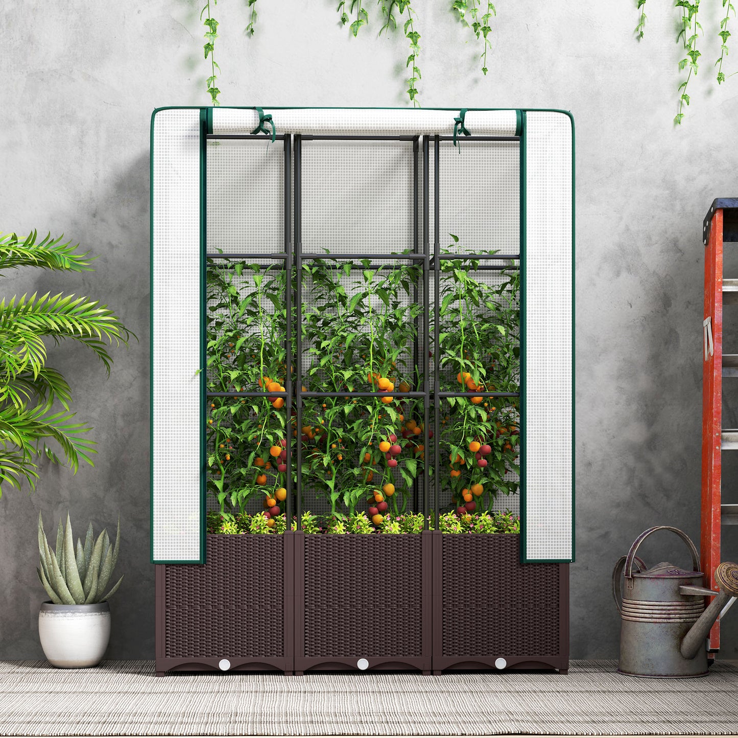 Plastic Vegetable Planter with Trellis, 120 x 40 x 140 cm