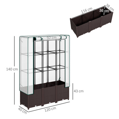 Plastic Vegetable Planter with Trellis, 120 x 40 x 140 cm