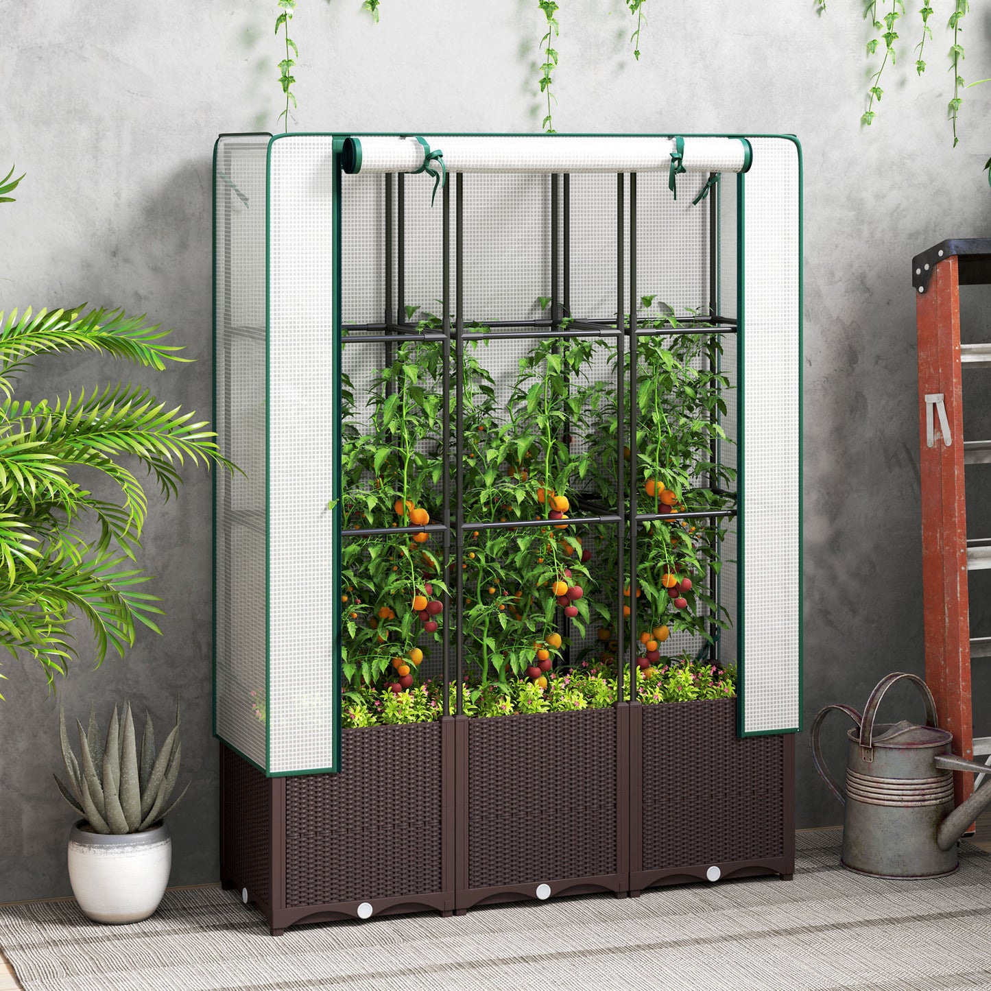 Plastic Vegetable Planter with Trellis, 120 x 40 x 140 cm