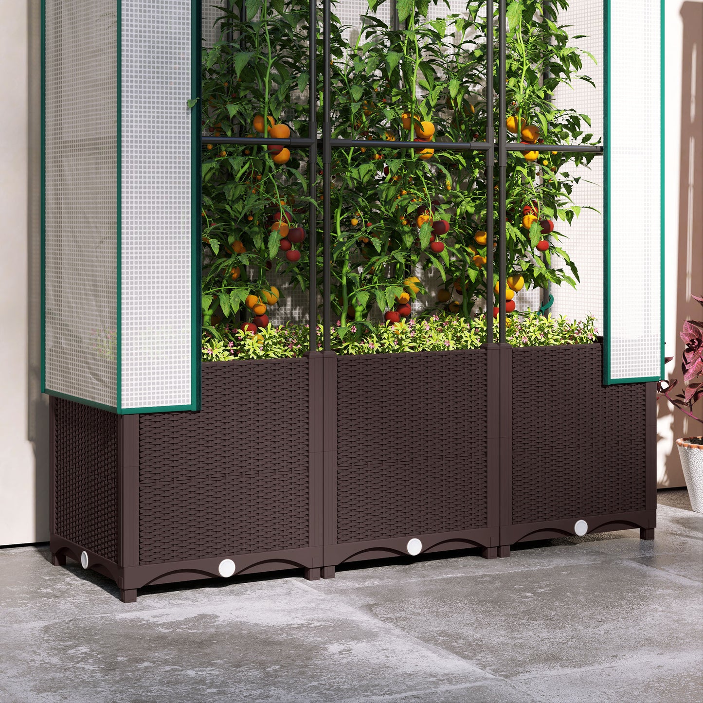 Plastic Vegetable Planter with Trellis, 120 x 40 x 140 cm