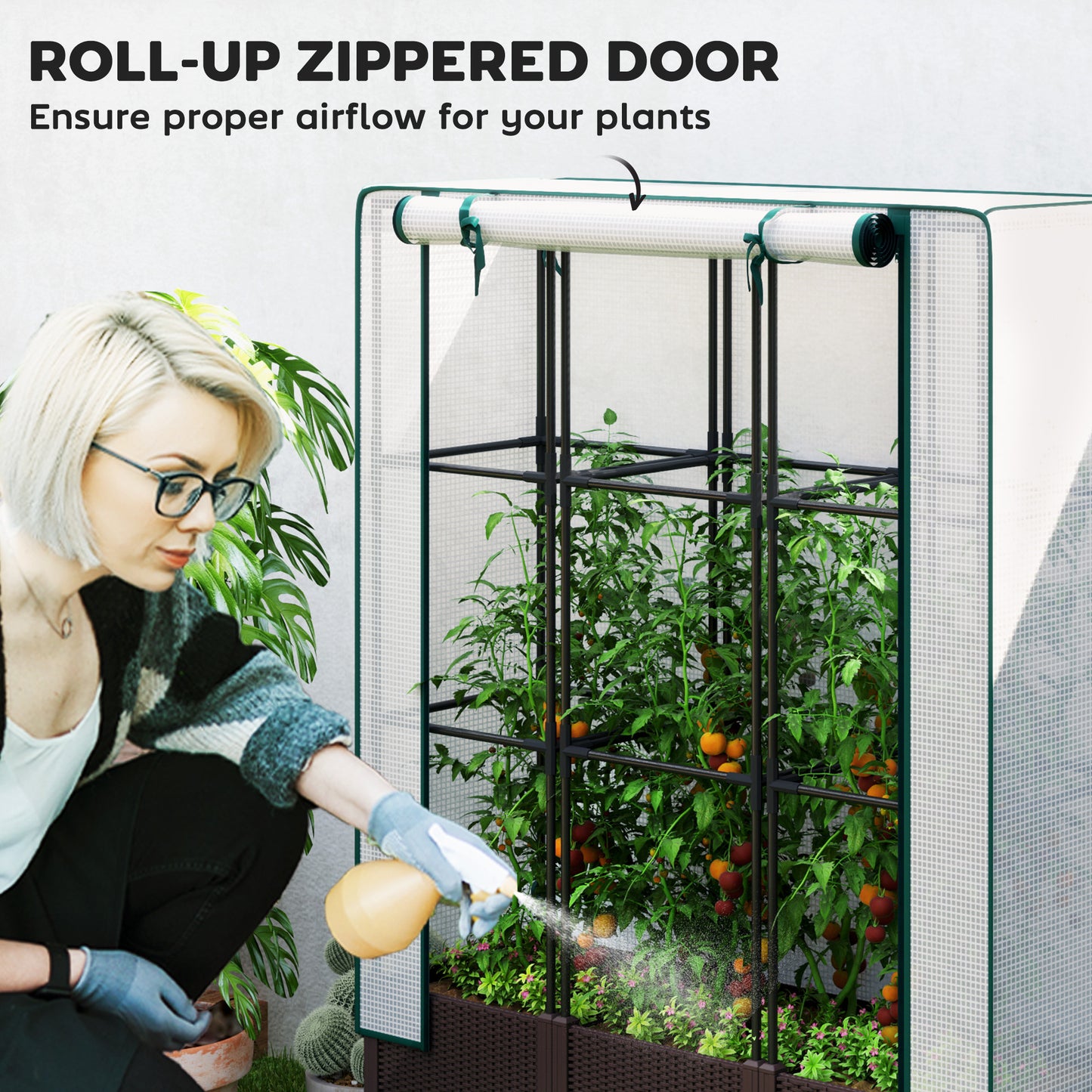 Plastic Vegetable Planter with Trellis, 120 x 40 x 140 cm