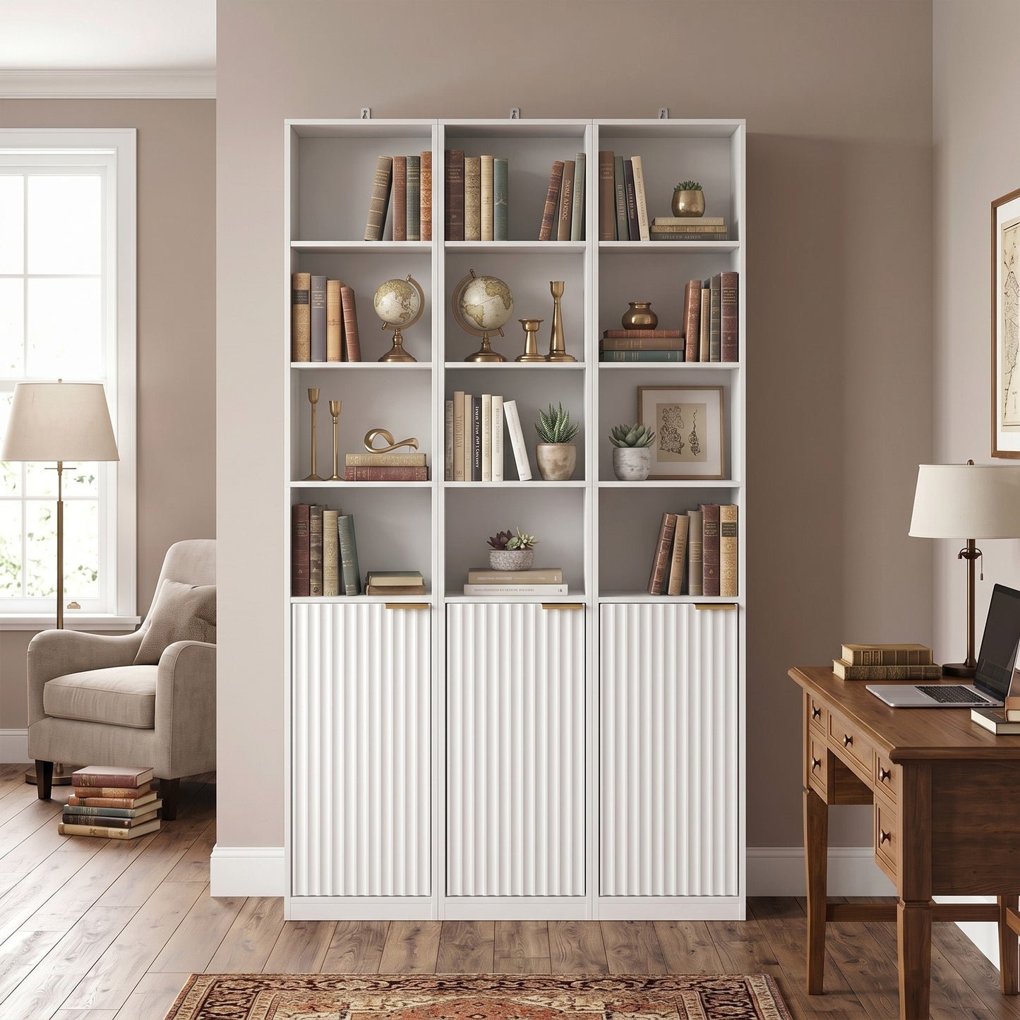 Bookcase Adjustable Shelf 6-Tier White Wood Effect
