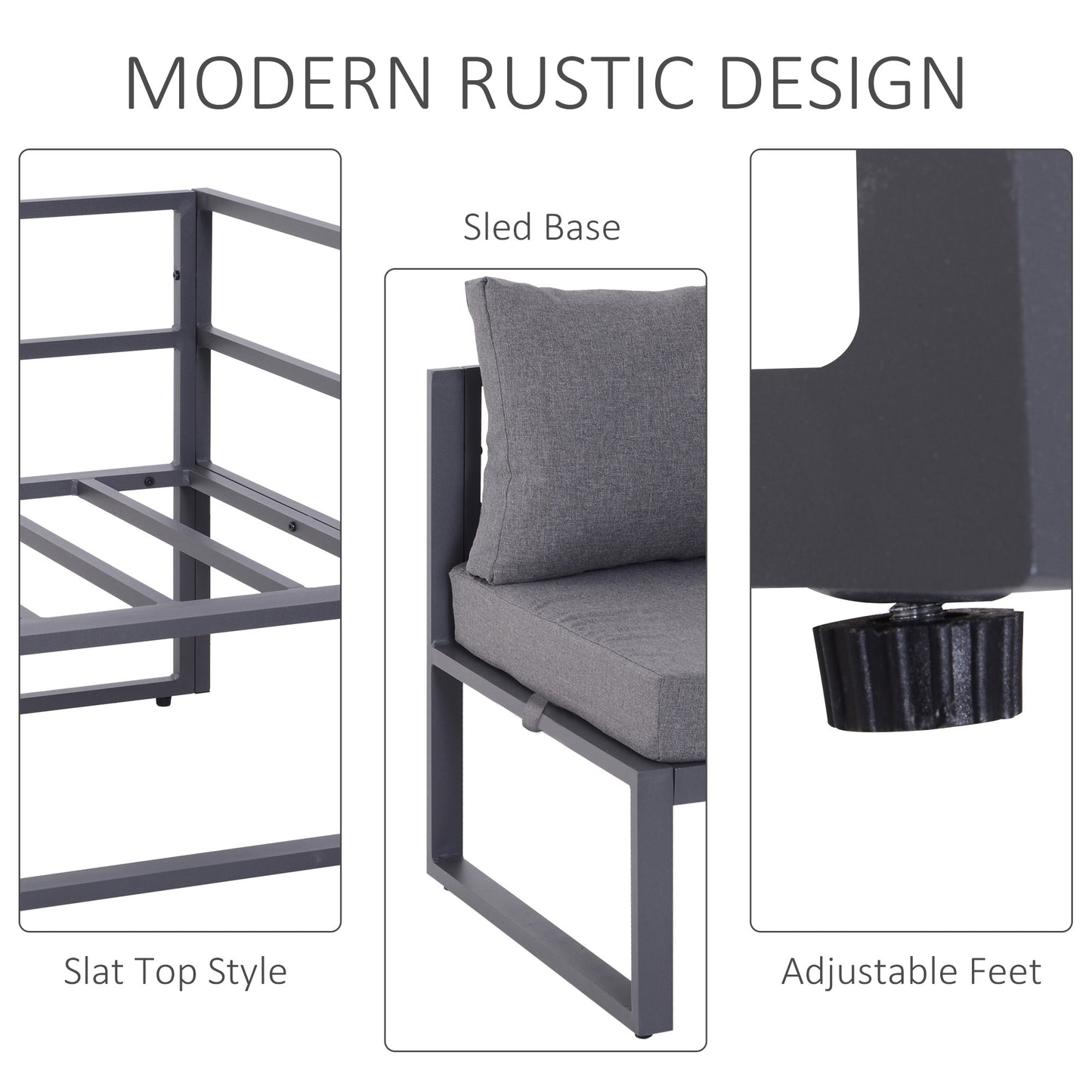 6Pcs Outdoor Sectional Sofa Set Conversation Aluminum Frame w/ Cushion