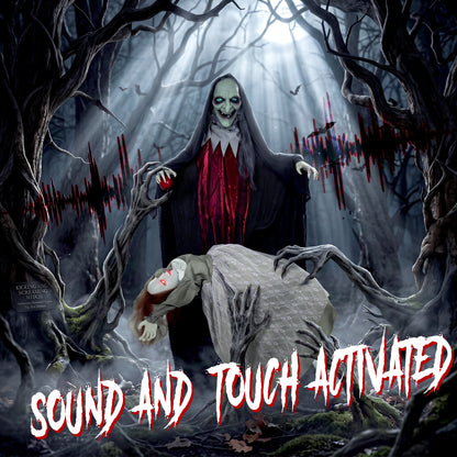 Halloween Animated Standing Witch with Floating Ghost Decoration
