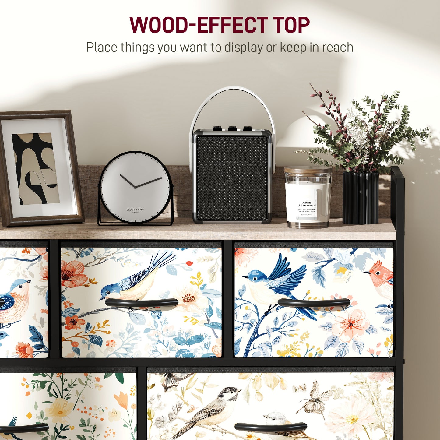 7-Drawer Chest of Drawers, Fabric Dresser, White