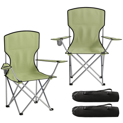 Camping Chair Set of 2 Portable Folding Green