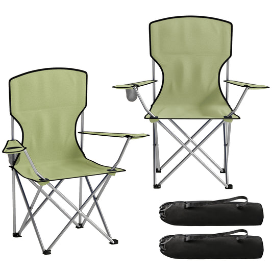 Camping Chair Set of 2 Portable Folding Green