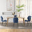 Modern Style Kitchen Chairs Set of 4 with Flannel Upholstered, Dark Blue