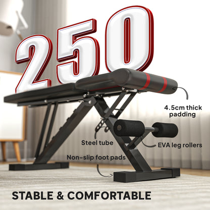 Foldable Weight Bench with 6-Level Backrest, Leg Extension