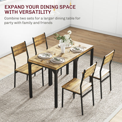 3 Pcs Compact Dining Table 2 Chairs Set Rustic Brown