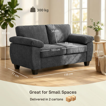 2 Seater Sofa, Chenille Small Sofa with Spring Cushions, Dark Grey