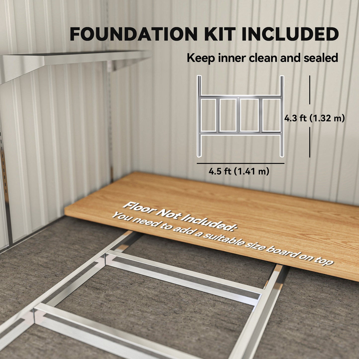 7 x 5FT Garden Shed w/ Foundation Lean to Metal Tool Shed Grey