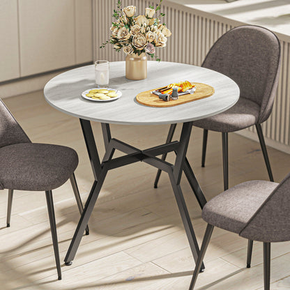 Small Kitchen Table with Black Steel Legs, Dining Table, Grey