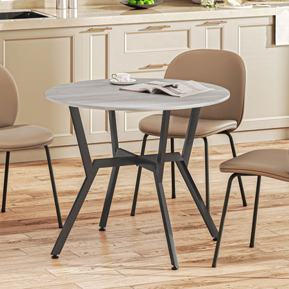 Small Kitchen Table with Black Steel Legs, Dining Table, Grey