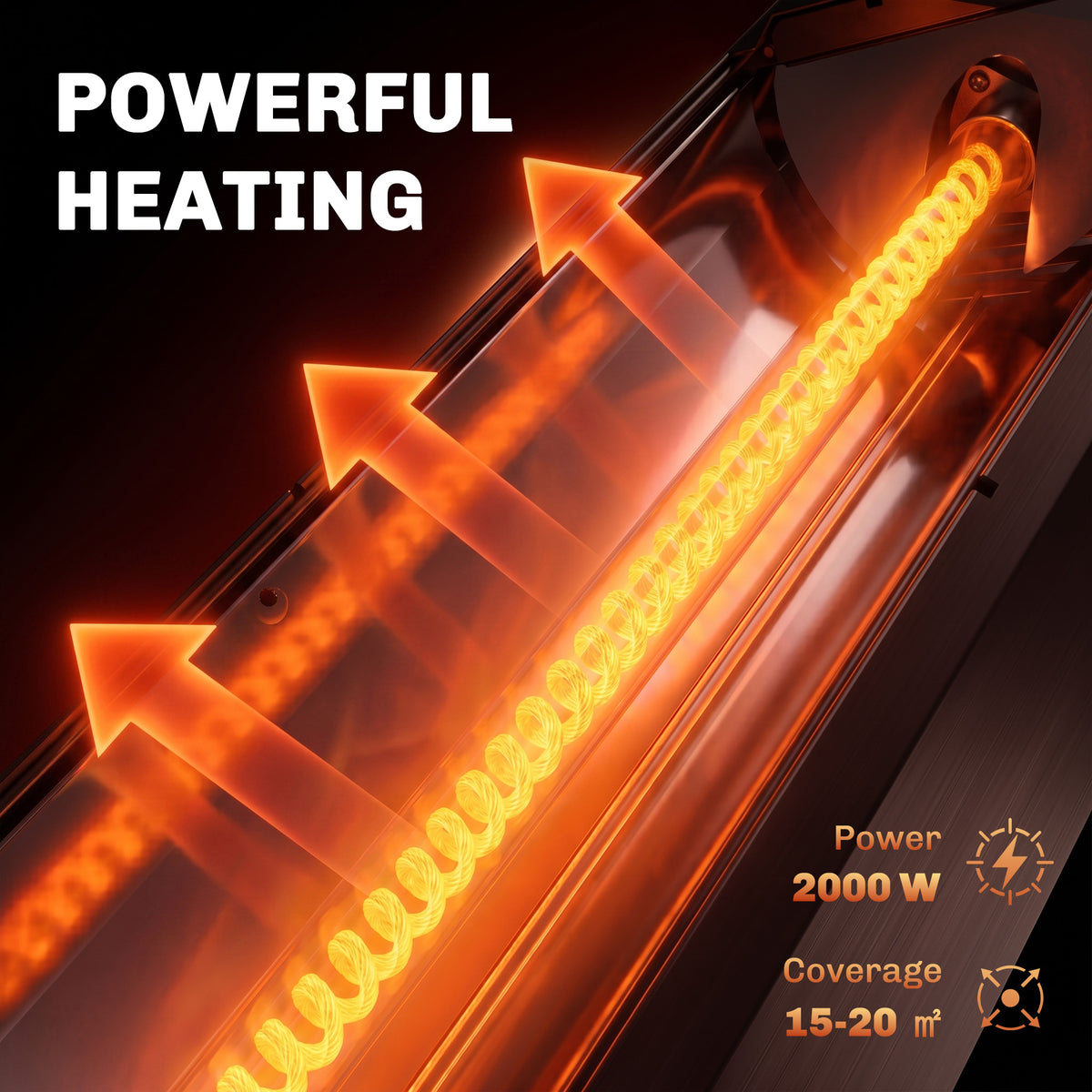 2000 W Electric Infrared Patio Heater with Cover, IP65, Black