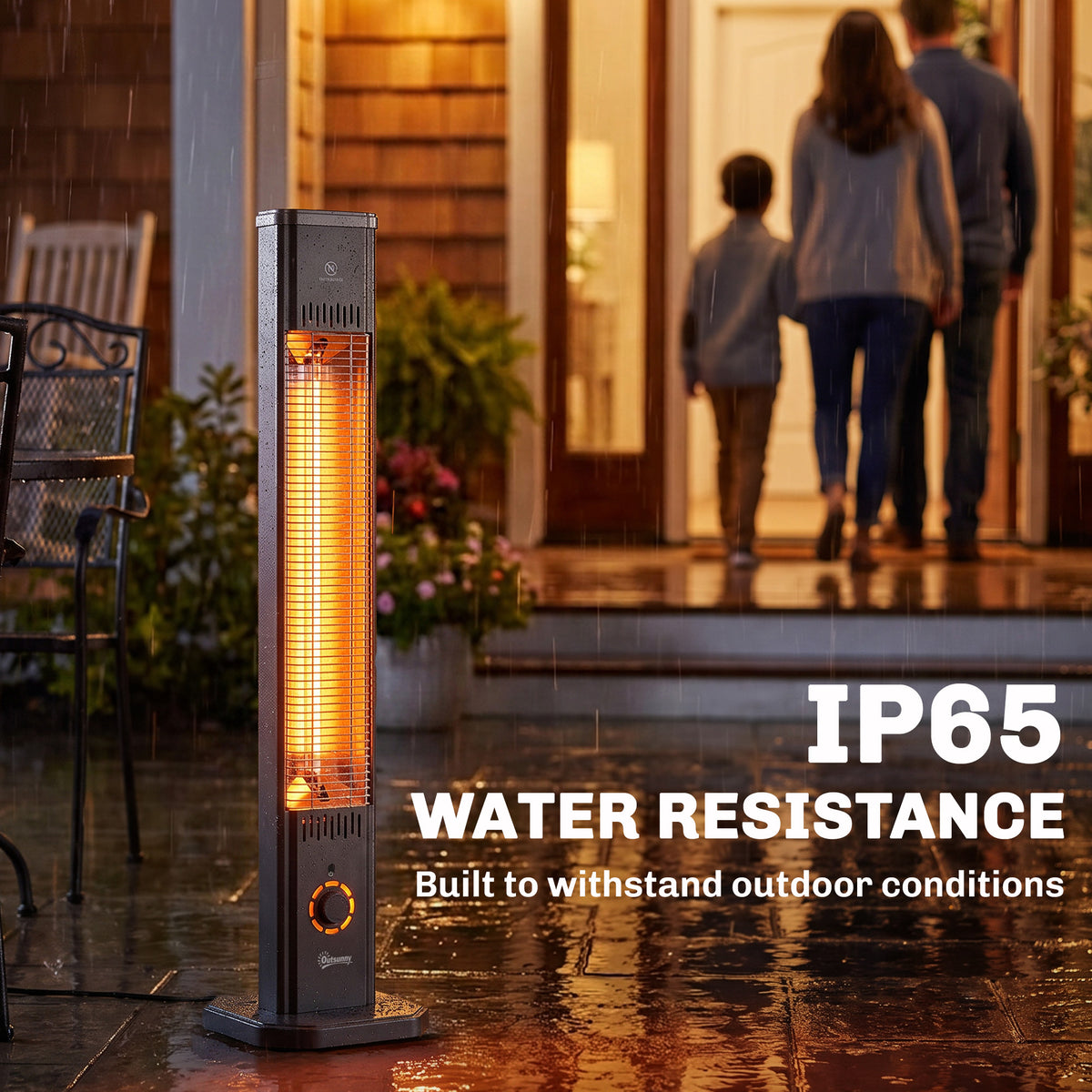 2000 W Electric Infrared Patio Heater with Cover, IP65, Black