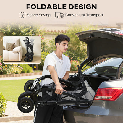 2-in-1 Mobility Walker with Seat, Foldable Rollator with Footrests