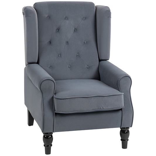 Accent Armchair Home Furniture Retro Tufted Club Fabric Grey