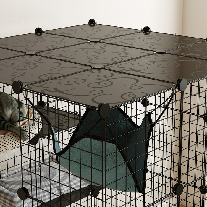 DIY 4 Tier Cat Cage Indoor with Hammock, Ramps, Doors, for 1-3 Cats