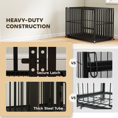 Heavy Duty Dog Crate, Dog Cage with Wheels for Medium Large Breeds