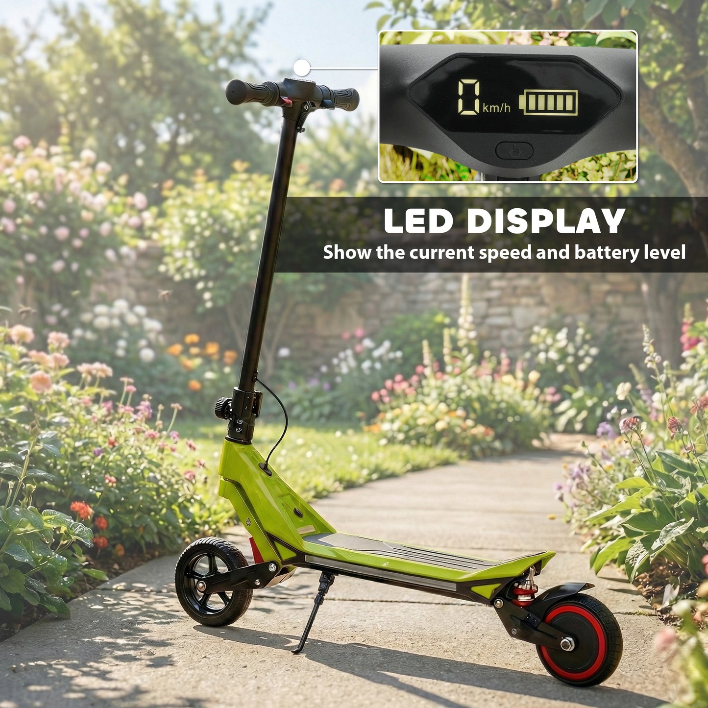 Electric Scooter for Kids, Foldable E Scooter for Age Age 6+ Green