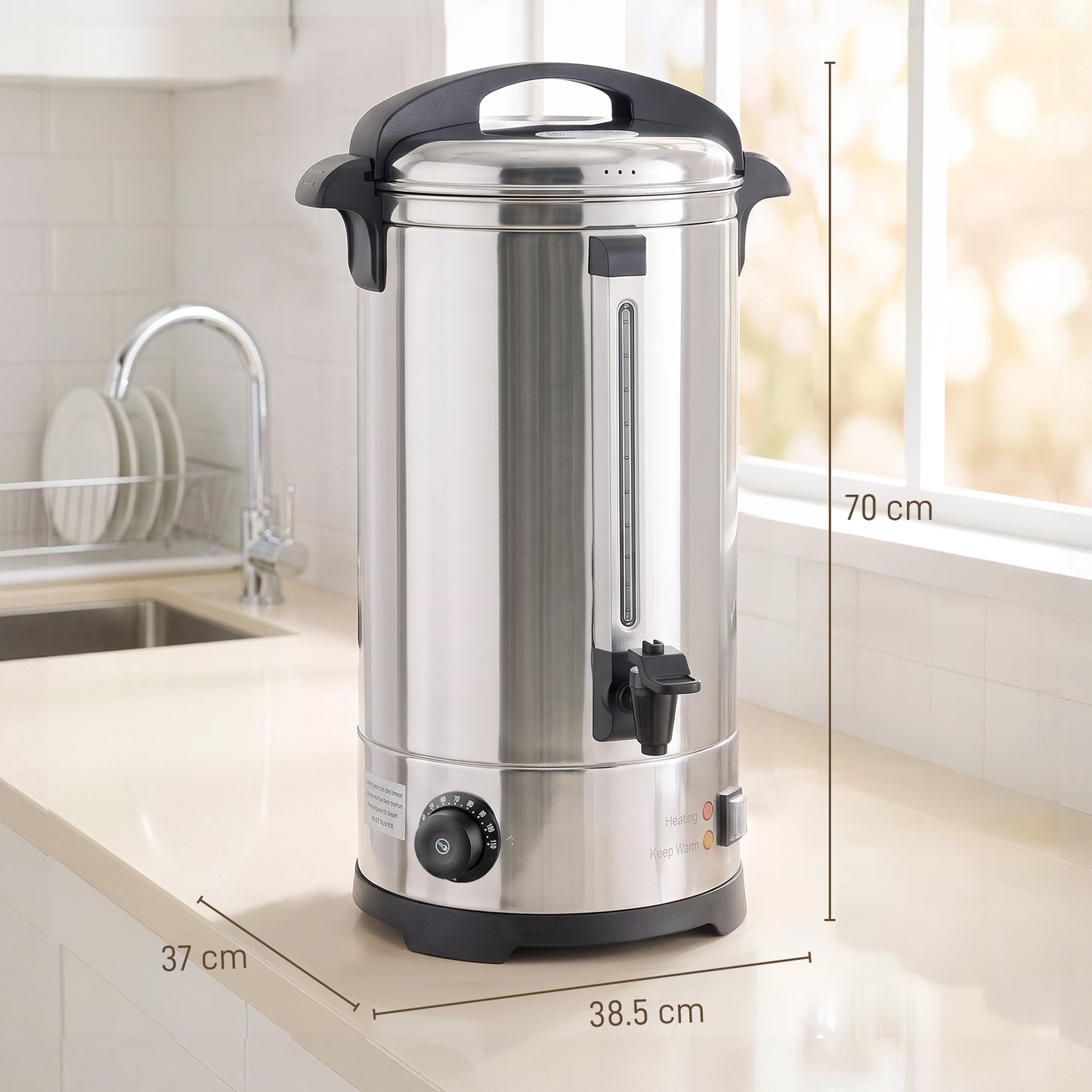 24L Catering Urn, 2500W Stainless Steel Tea Urn with Keep Warm