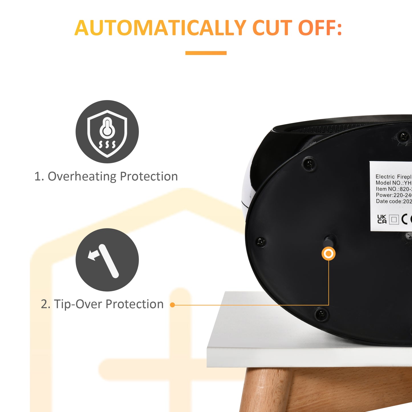 Table Top Electric Fireplace Heater W/ LED Flame Rotatable Head Black