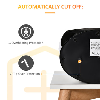 Table Top Electric Fireplace Heater W/ LED Flame Rotatable Head Black