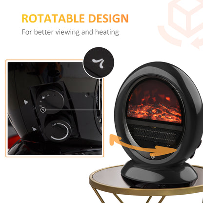 Table Top Electric Fireplace Heater W/ LED Flame Rotatable Head Black