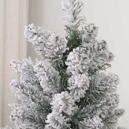 5 Foot Artificial Pencil Christmas Tree with  Snow Flocked Tips, White