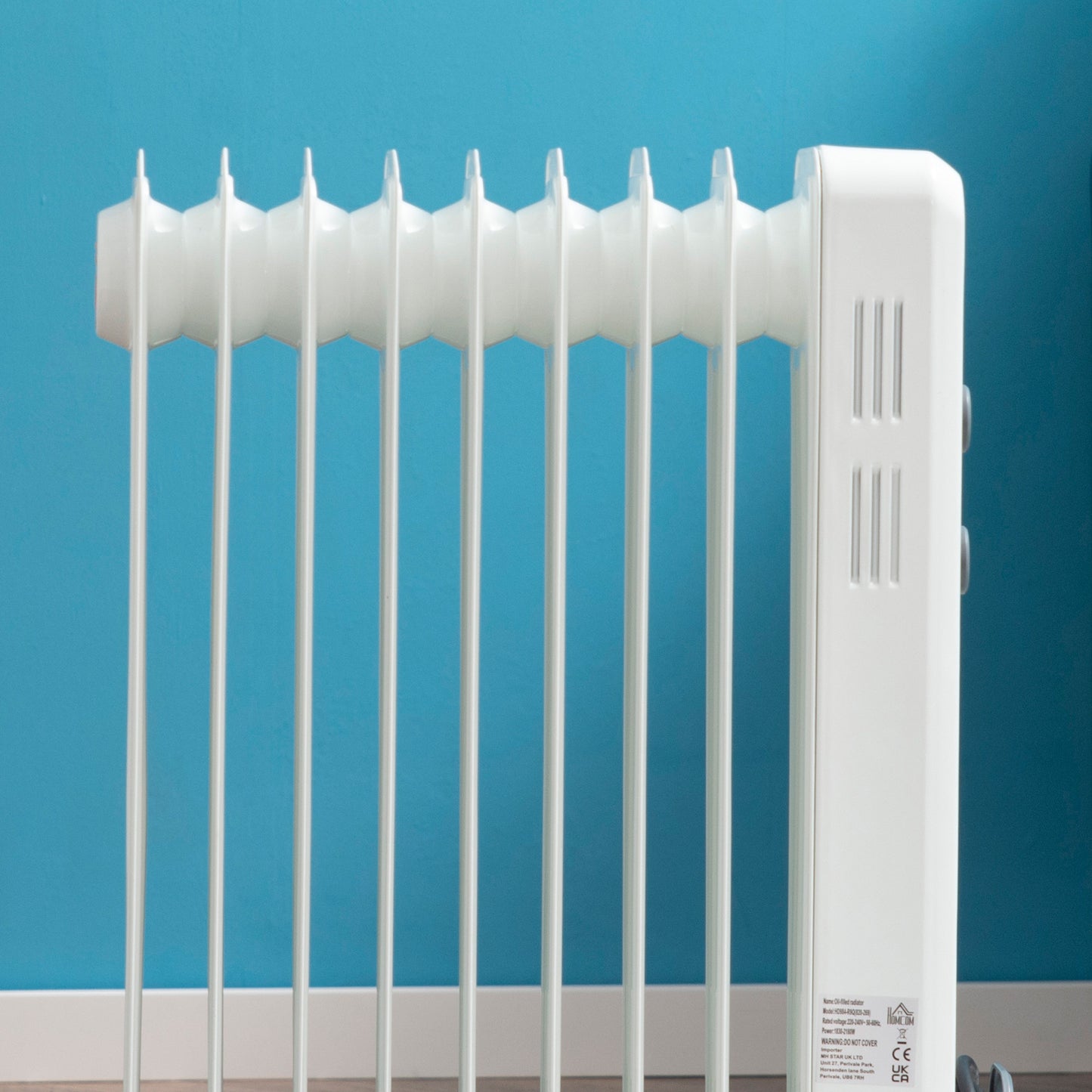 Oil Filled Radiator Portable Heater W/ 9 Fin, 3 Heat Settings White