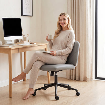 Criss Cross Legged Office Chair Height Adjustable Grey
