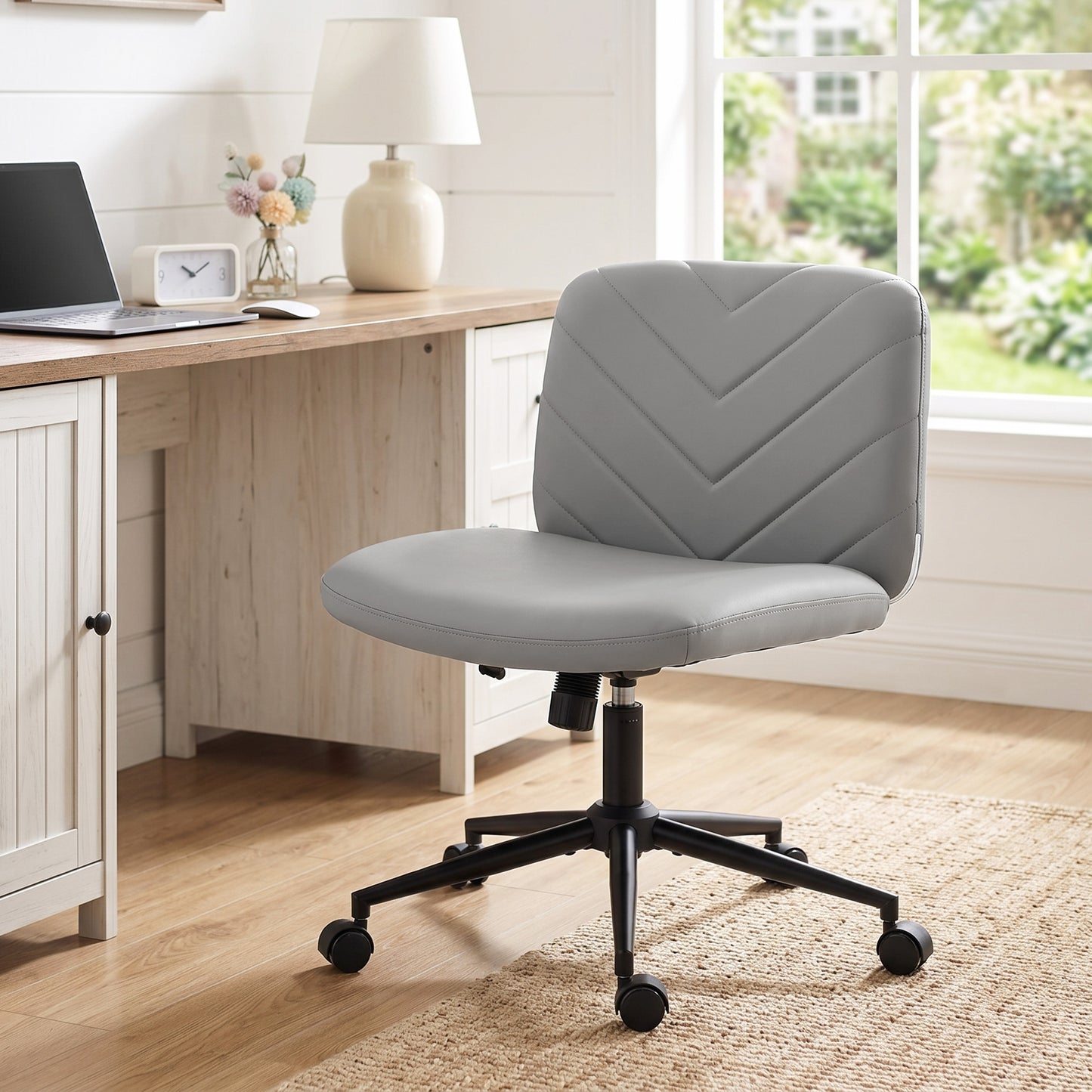 Criss Cross Legged Office Chair Height Adjustable Grey