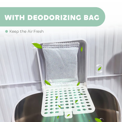 Cat Litter Box, Hooded Cat Litter Tray with Lid, Scoop, Grey