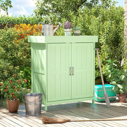 Wooden Garden Shed w/ Hinged Roof, 74x43x88cm, Light Green