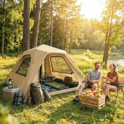 Pop Up Tent Waterproof Camping Tents 2-3 People Khaki