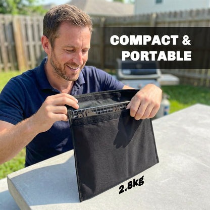 2-In-1 Portable BBQ Grill and Camping Fire Pit with Gloves